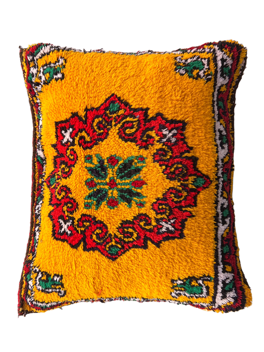 Kalaat M'Gouna's Vintage Pillow - Flower, Yellow